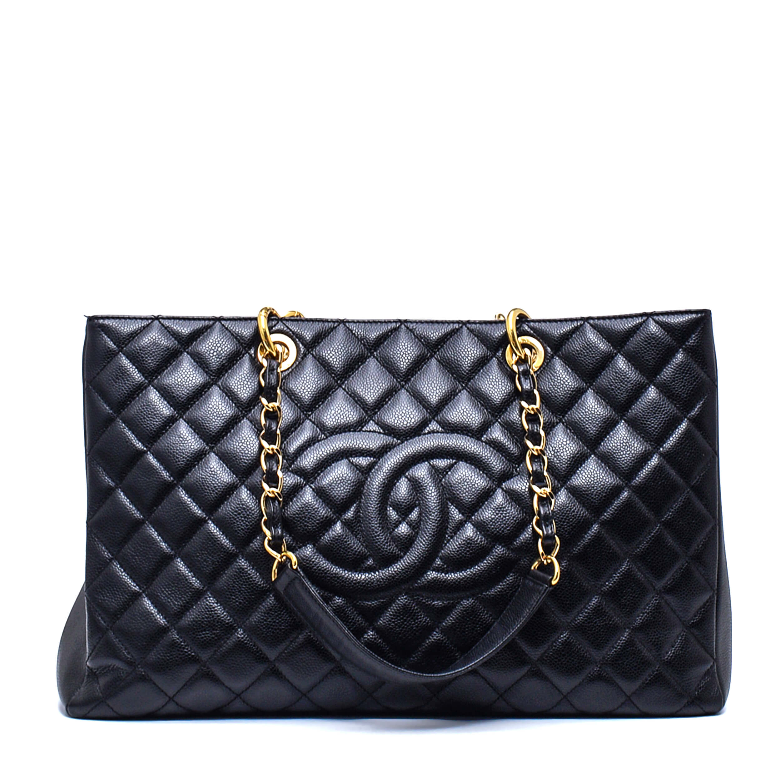 Chanel - Black Quilted Caviar Leather GTS Large Shopping Tote Bag